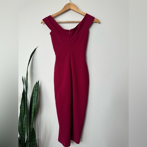 NOOKIE Dolly midi off the shoulder dress in ruby XS NWT - Picture 6 of 10